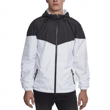 Urban Classics 2-Tone Waterproof Tech Windrunner Jacket for Men - Black/White, XL