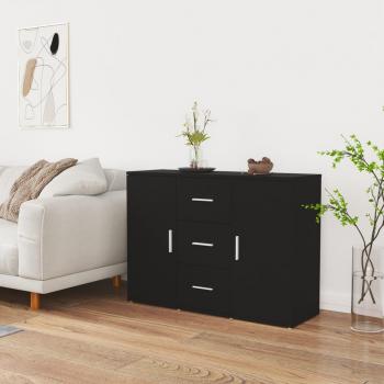 Aparador de madera contrachapada negro 91x29,5x65 cm Mueble de Almacenaje de Salón, Buffet para salón, Armario Auxiliar, Armario de Almacenamiento
