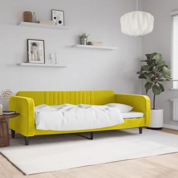 Cama de día sofá cama terciopelo amarillo 90x200 cm