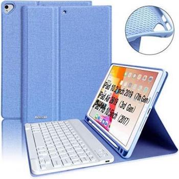 Teclado para iPad 10.2 9th 2021/8th 2020/7th 2019, Funda Teclado para iPad 9 Gen y Air 3 Teclado Inalámbrico para iPad Pro10.5 con Teclado Desmontable Bluetooth Español ,Funda para iPad 8 Generación