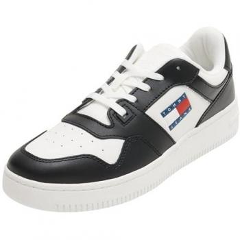 Tommy Jeans TJW Retro Basket ESS Women's Black-White Platform Sneakers with Side Logo Flag