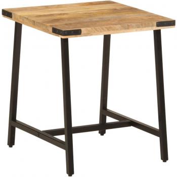 Mesa de centro auxiliar de madera maciza de mango y hierro 45x45x50 cm Marrón