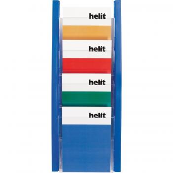 Soporte de Pared para Folletos 4xDIN A5 Transparente Azul 540x220x80mm