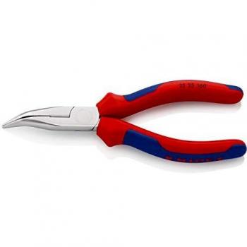 Alicate de boca semirredonda KNIPEX 25 25 160, acodado a 40°, cromado, con fundas multicomponentes, longitud de 160 mm