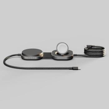 Cargador Inalámbrico Zens Pro 3 - 20W Qi2, USB-C y MagSafe para iPhone y Apple Watch, Negro