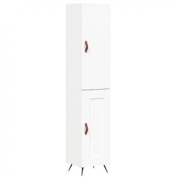 Aparador alto de madera contrachapada blanco 34,5x34x180 cm