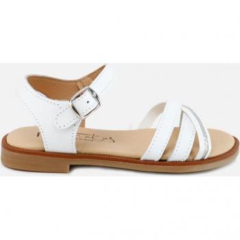 Sandalias de niña Eli 1957 en piel con planta de gel y glitter plata Papanas