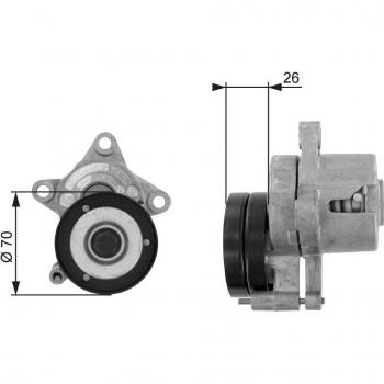 Polea tensora DriveAlign GATES T38283 para correa poli V con nervaduras trapeciales