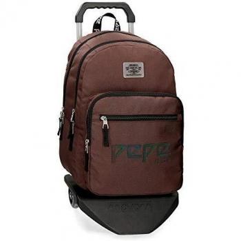 Pepe Jeans, Mochila con Carro, 46 cm, 21.39 Litros, Marrón