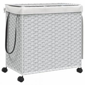 Cesto para ropa sucia con ruedas ratán blanco 60x35x60,5 cm Vidaxl Blanco
