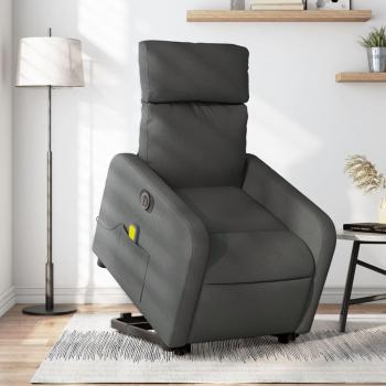 Silla de masaje eléctrica reclinable elevable de tela gris oscuro Vidaxl