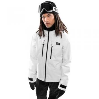 Siroko Chaqueta Softshell W5 Megeve - Chaqueta de esquí y nieve para hombre, ideal para snowboard, color blanco, talla S