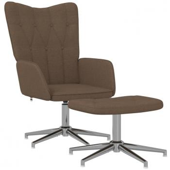Silla de relajación con reposapiés de tela marrón vidaXL