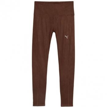 Mallas de yoga Puma Studio 7/8 AOP para mujer en color marrón y negro intenso, características: alta cintura, diseño ajustado, tejido elástico y transpirable