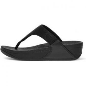 Fitflop Women's Lulu Shimmerlux Black Toe-Post Sandals