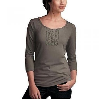 Camiseta Manga Larga 3/ 4 Brazo de Eddie Bauer - algodón, Topo, 38% poliéster 70% algodón 30% seda. 57% algodón 30% seda 5% elastán, mujer, S