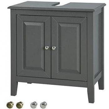 Gabinete de baño SoBuy FRG202-DG, mueble de madera gris para debajo del fregadero, dimensiones L 60 x P 30 x H 62 cm, con 2 puertas