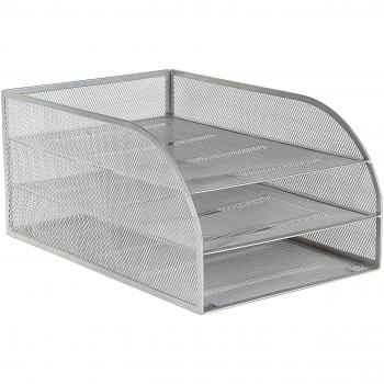 Osco 3TLTA-SLV - Bandeja para cartas de 3 niveles de malla metálica montada, color plateado