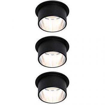 Foco empotrable LED Gil 3x6W negro mate/hierro cepillado IP44 2700K regulable 3 niveles