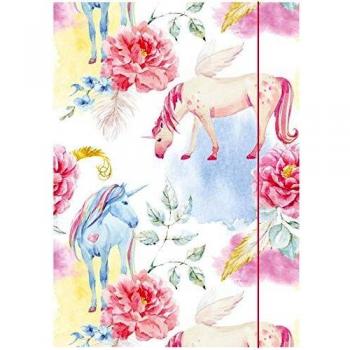 Carpeta de dibujos A3 Unicornio con cierre de goma y 3 solapas, cartón 350g/m²