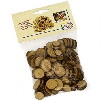 100 Mini Rodajas de Madera Natural con Corteza de 1 a 3 cm de Diámetro para Manualidades y Decoración