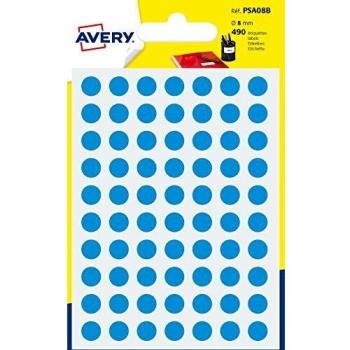 Avery España PSA08B - Pack de 490 gomets, diámetro 8 mm, color azul