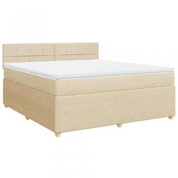 Cama Box Spring con colchón de tela color crema 180x200 cm