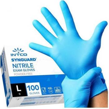 Guantes de nitrilo Intco Talla S 100uds Certificados CE, Sin Polvo y Látex