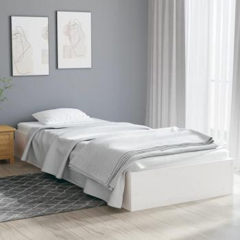 Cama individual de madera maciza blanca 75x190 cm