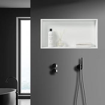 Nicho de Ducha Empotrado Kristinehamn Acero Inoxidable 62x32x10cm - Blanco Mate Resistente al Agua