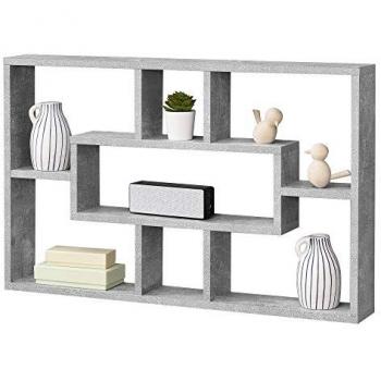 Estantería de Pared Qinngua con 7 Compartimientos de Almacenamiento - Aglomerado 77 x 10 x 48 cm Efecto Hormigón