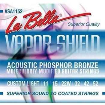 La Bella VSA1252 Vapor Shield Cuerdas para guitarra acústica, luz 12-52