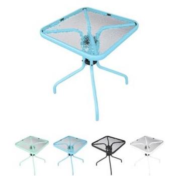 Mesa de Cristal 60x60x70 cm con Base Metálica Resistente - Colores Negro, Blanco, Azul y Verde para Interiores y Exteriores