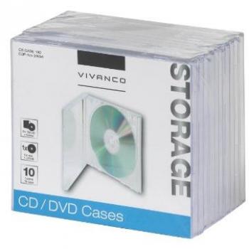 Vivanco Jewel - Lote de Fundas para CD y DVD Transparente 10-er Pack