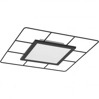 Plafón LED Lindby Khai, stepdim, 45 x 45 cm, moderno, color negro, hecho de aluminio, para salón y comedor