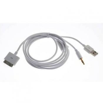 Aiino AIC-IP-ACUSB-W - Cable de carga con USB y puerto de audio, color blanco