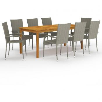 vidaXL 9 Piece Garden Dining Set Grey
