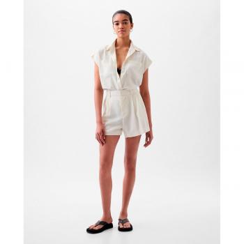 Pantalones Cortos de Lino de Cintura Alta para Mujer GAP