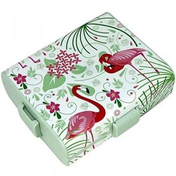 COM-FOUR® Sandwichera para niños - Caja de almuerzoFlamingo - Fiambrera infantil de almuerzo con divisores - Caja de desayuno, 19.5 x 17.5 x 6.5 cm