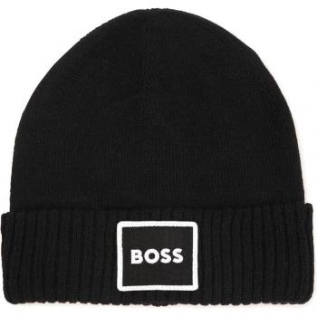 BOSS Kidswear - Gorro de bebé niño con solapa de canalé, color negro, estilo canalé