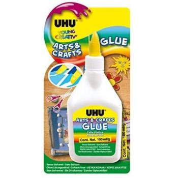 UHU Arts & Craft Glue 100g - Solvent Crafts Glue with Built-in Spatula, Clear, 100 ml