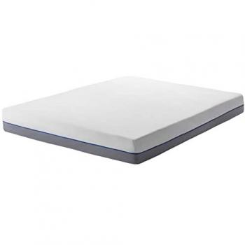 Colchón de Espuma Viscoelástica Firme Blanco con Tela Gris Super King Size 180 x 200 cm Glee