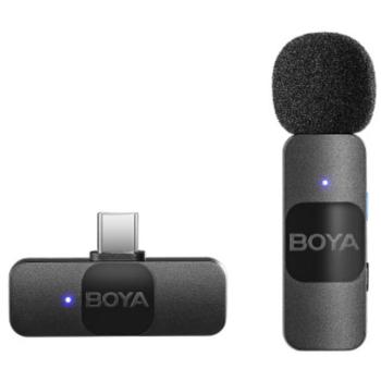 Boya BY-V10 V2.0 Wireless Lavalier Microphone for USB-C Smartphones and Tablets with Noise Cancellation