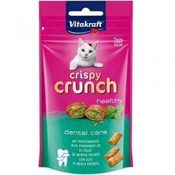 Vitakraft - Crispy Crunch, Dental Care con Menta, Snacks para Gatos Crujientes, Cuidado Dental - 60 g