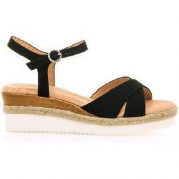 Sandalias Mustang Elif Negro con Cuña y Detalle de Pala Cruzada