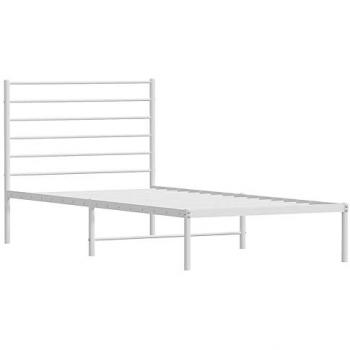 Estructura de cama de metal con cabecero blanco 90x190 cm