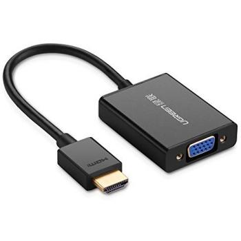 Adaptador HDMI a VGA Ugreen 1080P con Audio y Micro USB de Alimentación (1 m, Negro)