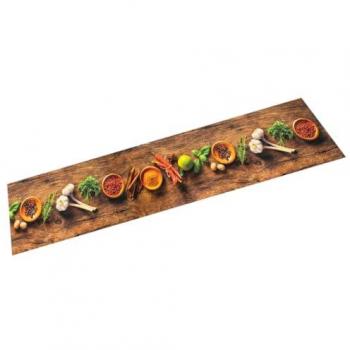 Alfombra de cocina lavable terciopelo dibujo especias 60x180 cm
