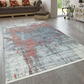 Alfombra Salón Multicolor Azul Rojo Blanco Diseño Pintura Abstracta Aspecto Desgastado Pelo Corto 120x170 cm - Paco Home