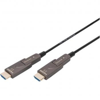 Cable HDMI tipo A AK-330127-300-S de fibra óptica híbrido 4K con conector desmontable de 30m